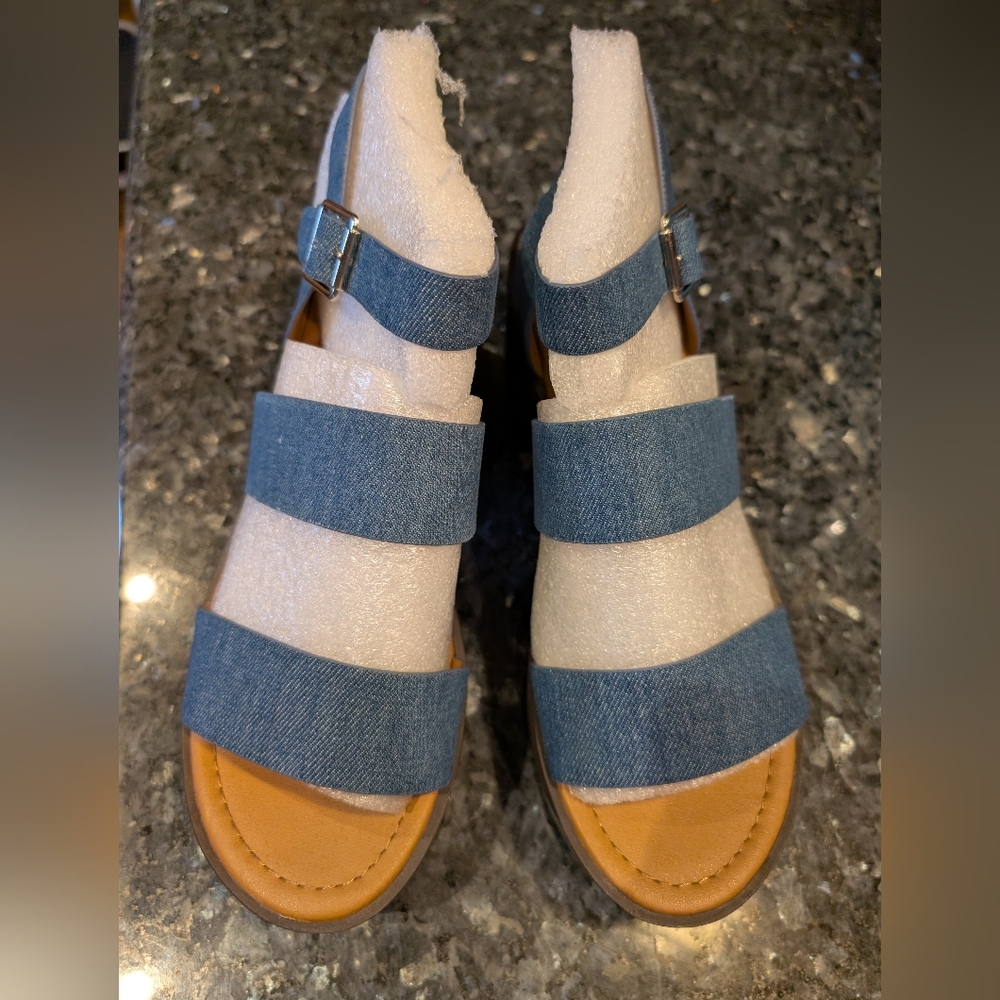 Soda Blue Denim Women's Sandals Size 9